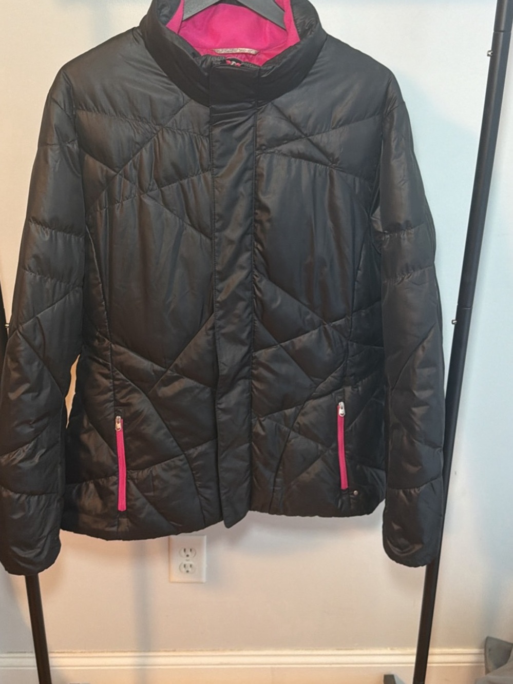 Spyder Black Puffer Jacket with Pink Accents